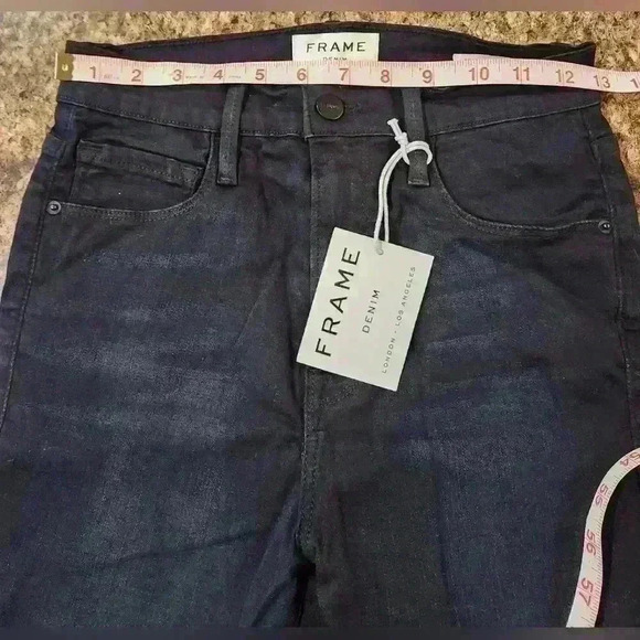 Frame $235 Denim Women's Ali High Rise Black Skinny Frayed Hem Jeans Sz 26 - Picture 4 of 8